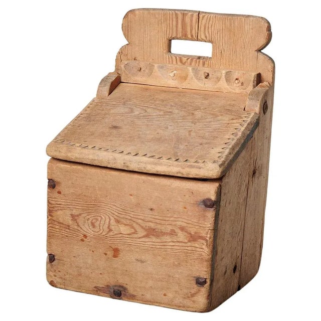 Beige Antique Northern Swedish Folk Art Handmade Flour Box For Sale - Image 8 of 8