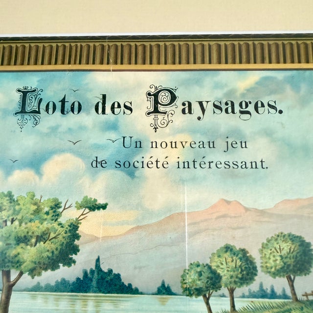 French Loto Des Paysages French Game Box Lid, Chromolithograph, Framed, Circa 1900 For Sale - Image 3 of 12