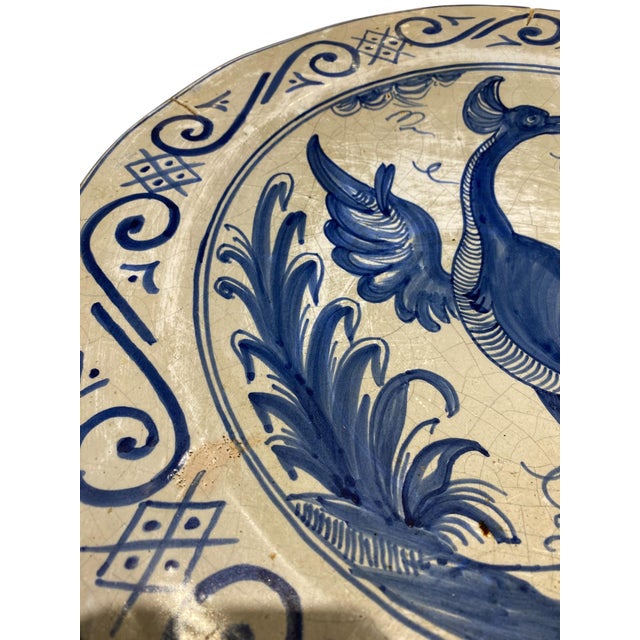 Stunning Extra Large Spanish Talavera Bird Plate/Wall Charger For Sale - Image 11 of 17