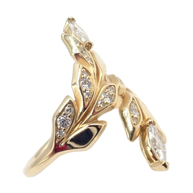 Contemporary Tiffany & Co. Yellow Gold Diamond Victoria Vine Bypass Ring For Sale - Image 3 of 9