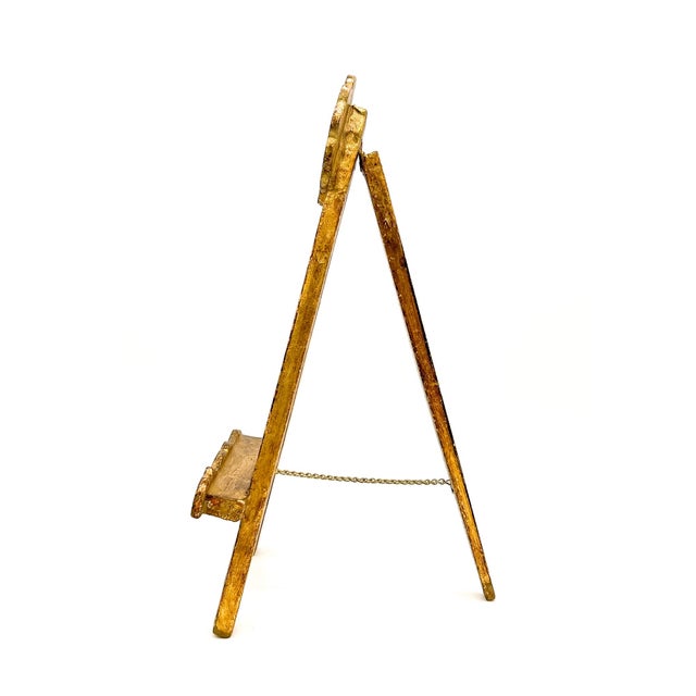 Florentia Vintage Italian Florentine Italian Gold Giltwood Shell Motif Easel, Hand-Carved Gold Leaf Display Stand - Hollywood Regency For Sale - Image 4 of 15