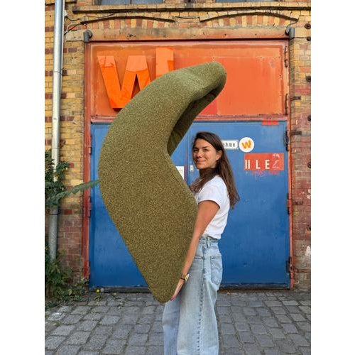 Reclining Chair in Moss Green Bouclé, Italy For Sale - Image 4 of 11