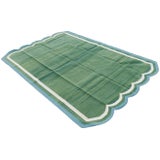 Handmade Cotton Scalloped Green Rug - 5'x7' For Sale