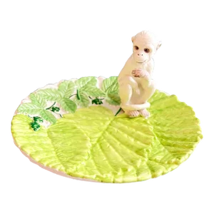 Late 20th Century Italian Ceramic Monkey Leaf Plate
