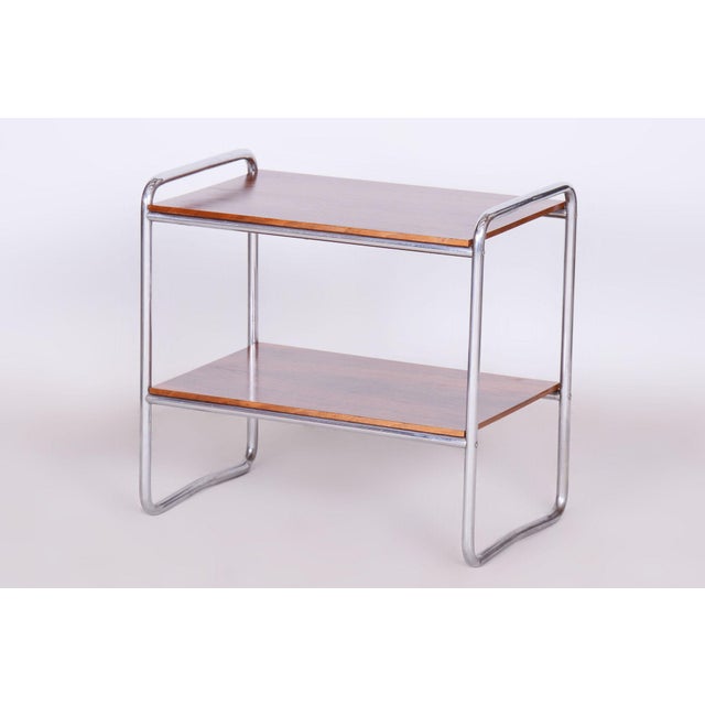 Czech Bauhaus Side Table in Walnut and Chrome-Plated Steel, 1930s For Sale - Image 10 of 10
