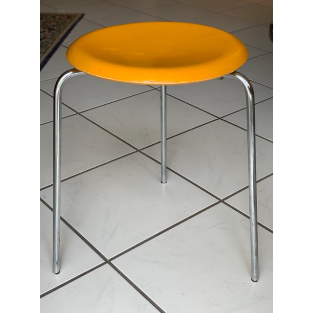 Vintage Yellow Dot Stool by Arne Jacobsen for Fritz Hansen, 1970s For Sale - Image 6 of 8