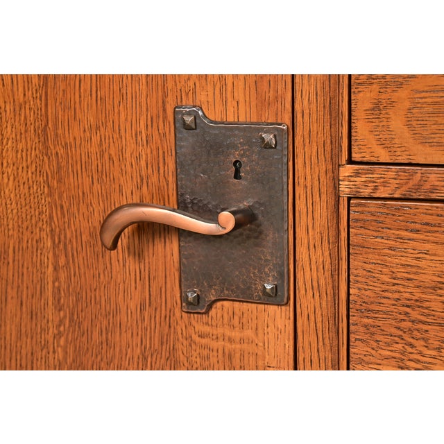 L. & J. G. Stickley Rare Mission Oak Arts & Crafts Columbus Avenue Monumental Sideboard, Newly Refinished For Sale - Image 9 of 18