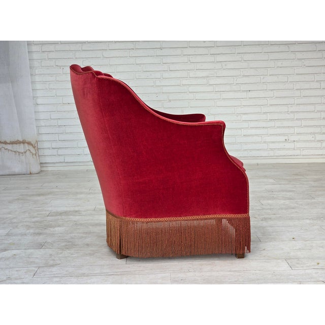 Danish Armchair in Velour with Ash Legs, 1960s For Sale - Image 10 of 18