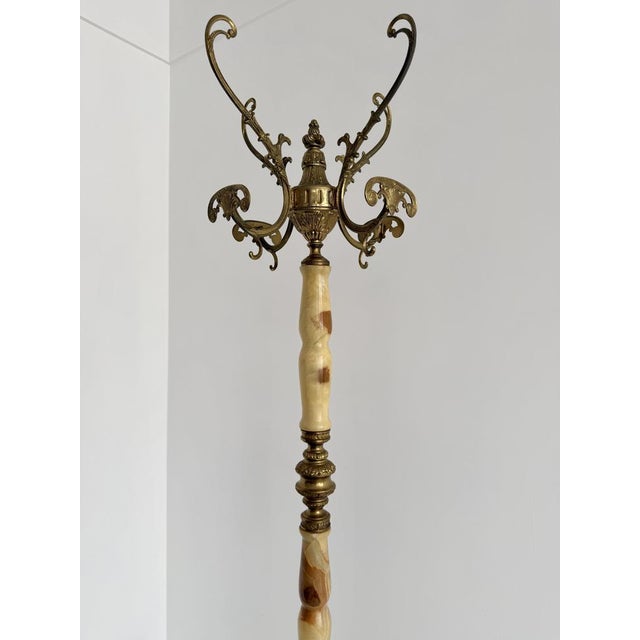 Italian Onyx Marble and Brass Coat Stand, 1960s For Sale - Image 11 of 18
