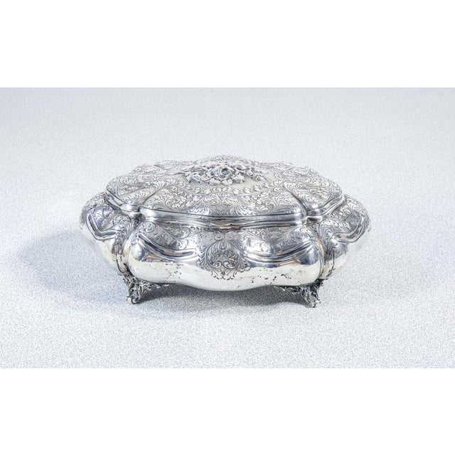 Shaped and chiseled 800 silver jewelry box. Italy, 1930s origin italy period 1930s model jewelry box materials 800 silver...