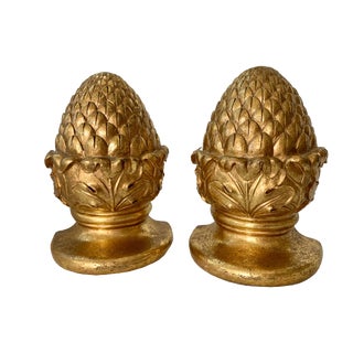 Vintage Gold Gilt Artichoke Bookends - a Pair For Sale