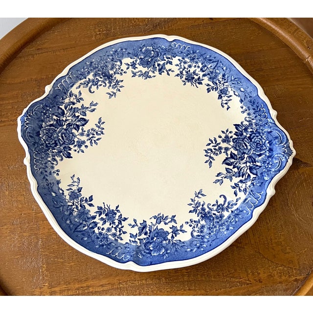 Mid 20th Century Vintage Villeroy & Boch Fides Blue & White Porcelain Platter Saar Economic Union Era (1947-1956). Mettlach France Marked For Sale - Image 5 of 8
