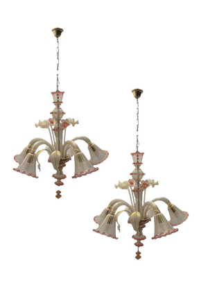 Venetian Murano Glass Chandeliers, 1960s, Set of 2