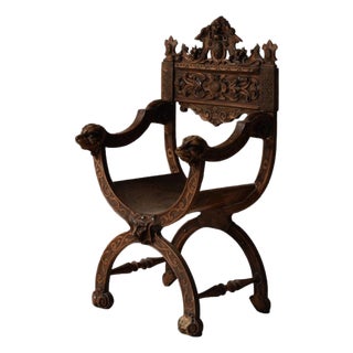 1800s French Wooden Armchair For Sale