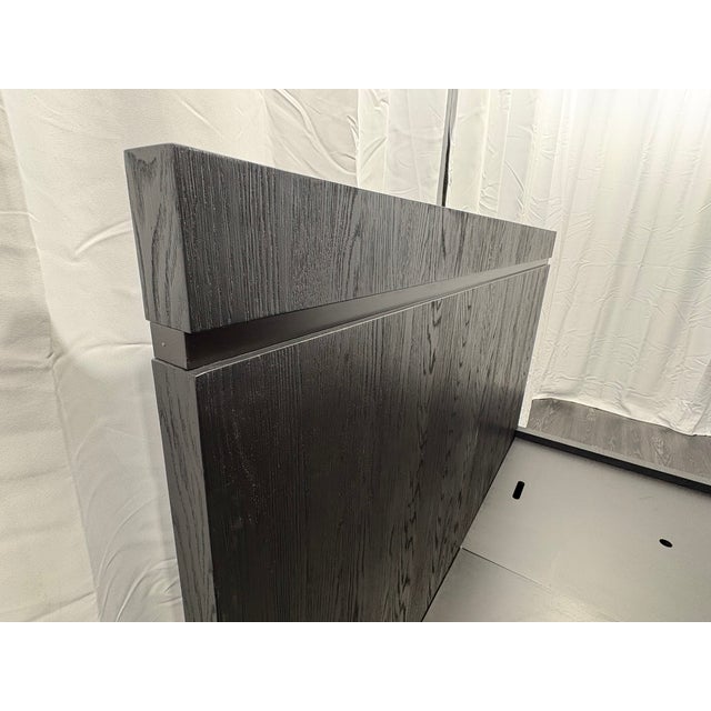 Rh Bezier Panel Bed — King Black Oak | Bronze Accents | 56" Headboard For Sale - Image 16 of 18