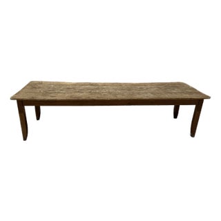 19th Century Long French Solid Oak Farm Dining Table For Sale