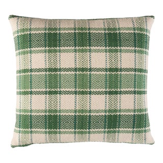Schumacher Heidi Plaid 22" Pillow In Leaf For Sale