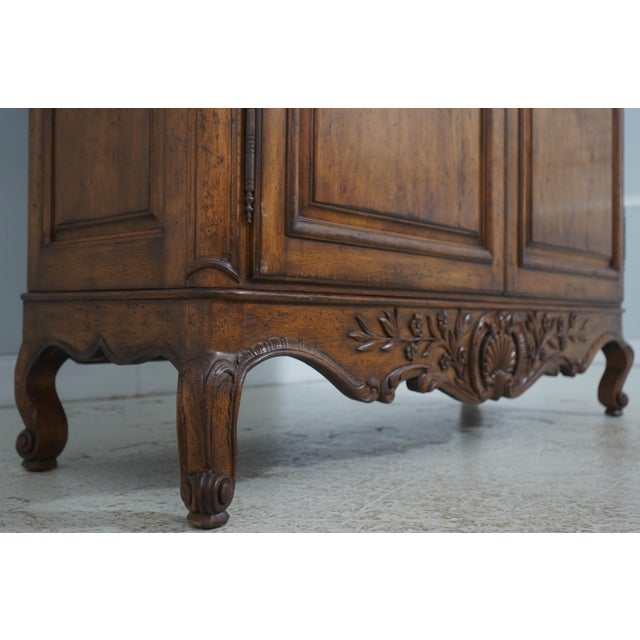 Walnut Country French Two-Door Armoire Wardrobe Cabinet For Sale - Image 13 of 18