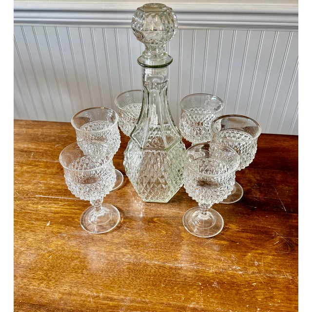 Early 20th Century Glass Decanter Set With Six Stemmed Goblets For Sale - Image 9 of 12