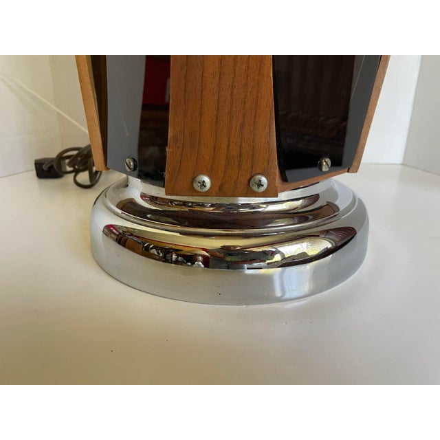 Wood Mid 20th Century Chrome, Teak Bentwood and Smoked Lucite Lamp For Sale - Image 7 of 11