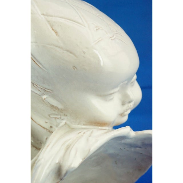 20th Century Futurist Ceramic Sculpture Bust of Girl by Domenico Matteucci, Italy For Sale - Image 16 of 18