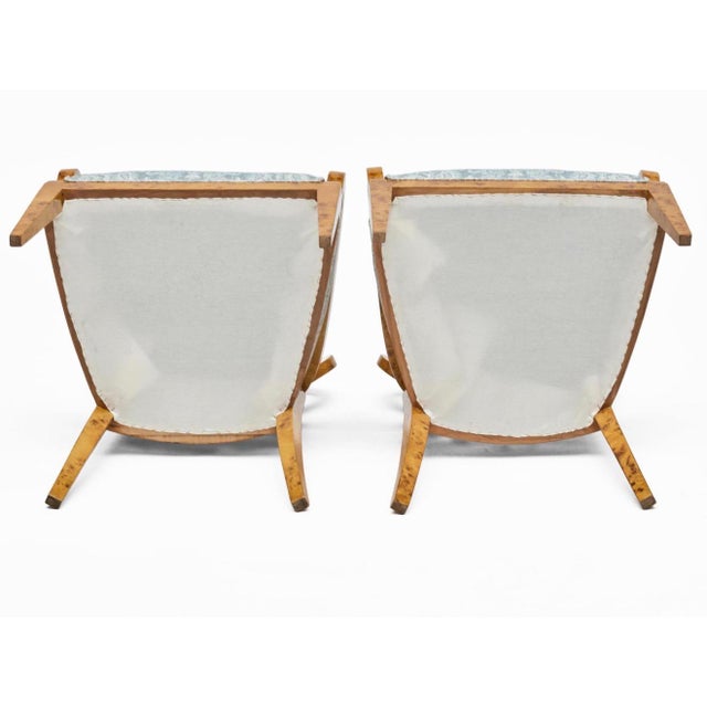 Biedermeyer Dining Table With One Leaf and Six Matching Dining Chairs With Blue Upholstery For Sale - Image 13 of 16