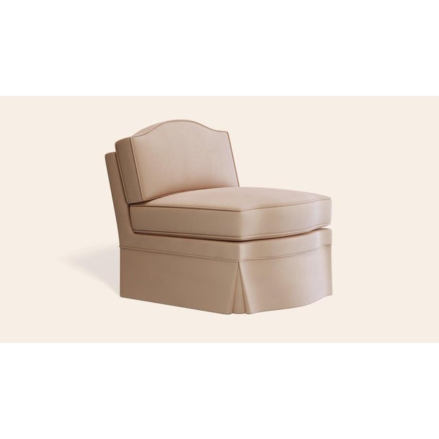 Contemporary Rose Linen Felix Slipper Chair by Ceraudo For Sale - Image 3 of 7