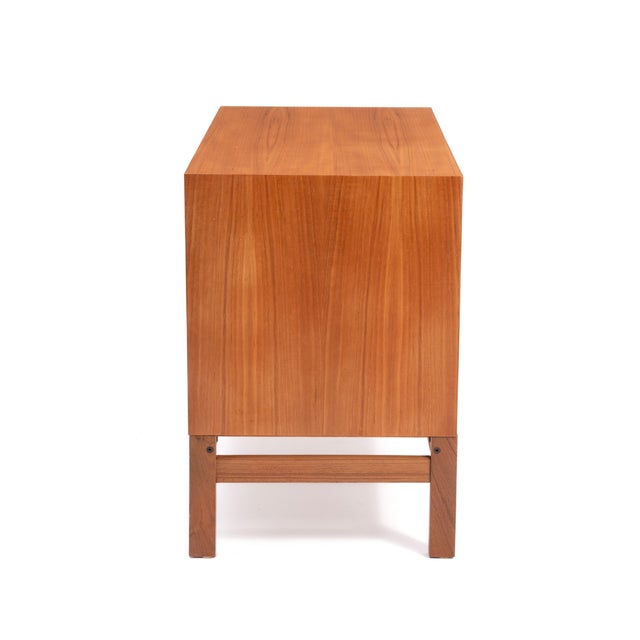 Vitze Three Drawer Teak Chest Dresser Mid Century Denmark Foil Mark Vitzé Mobelfabrik Danish Cabinet Makers For Sale - Image 4 of 13