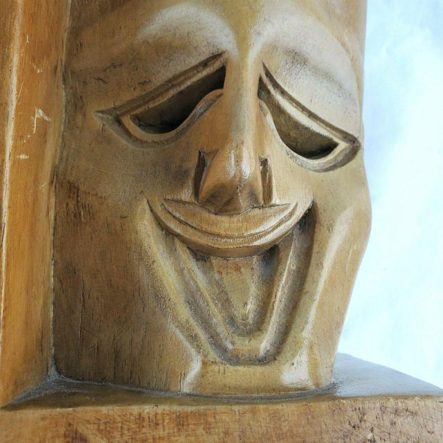 Brown Mid 20th Century Theater Comedy Tragedy Teak Wood Bookends - a Pair For Sale - Image 8 of 9