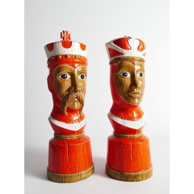 Gold Italian Ceramic King and Queen Chess Piece Sculptures by Bitossi, 1960s, Set of 2 For Sale - Image 8 of 18