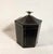 Vintage hexagonal Tea Caddy with removable lid with brass fist finial. Lined inside with faux leather. Red felt bottom...
