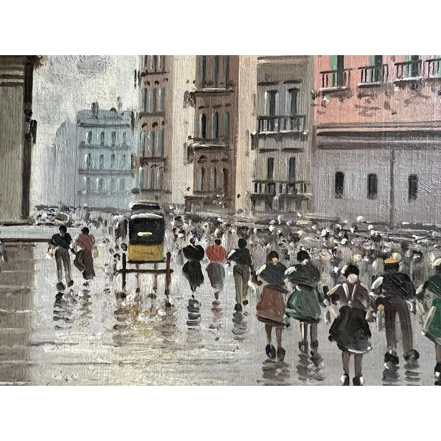 B. Ciappa, Place Animée en Italie, Oil on Wood, Framed For Sale - Image 5 of 10