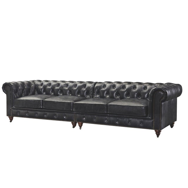 Animal Skin Century Chesterfield Sofa - Slate Leather - 118" For Sale - Image 7 of 9