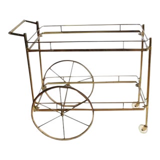 Italian Brass Bar Cart For Sale