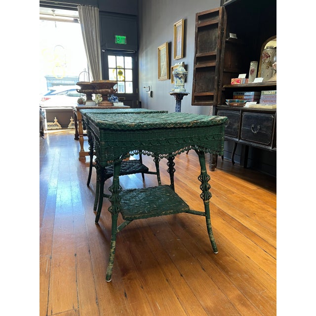 Art Deco 19th Century Antique Heywood Wakefield Wicker Tables - Pair For Sale - Image 3 of 7