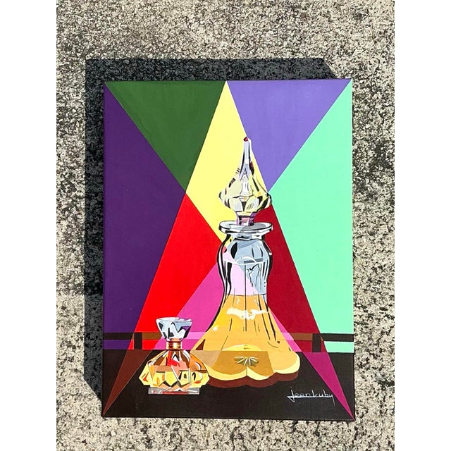 Vintage Original Bottle Oil Painting on Canvas For Sale In West Palm - Image 6 of 12