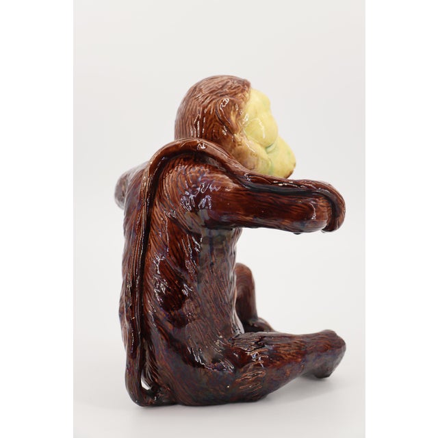 19th Century Monkey Playing Violin, Portuguese Palissy Ware For Sale - Image 14 of 15