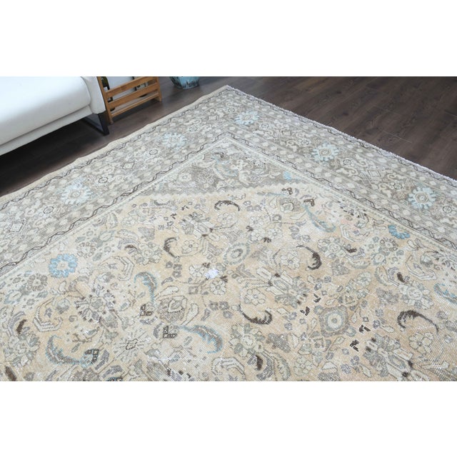 1970s 1970s Vintage Persian Handmade Wool Cotton Light Brown Area Rug For Sale - Image 5 of 11