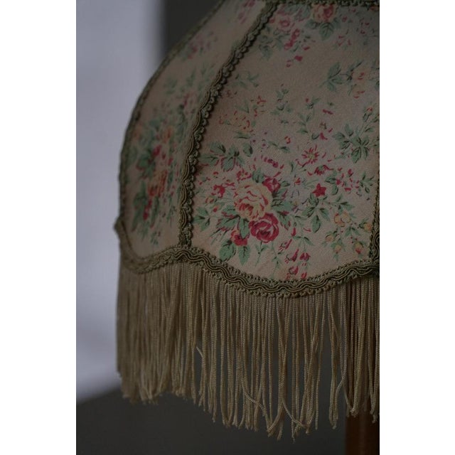 Early 20th Century Art Deco Danish Wooden Table Lamp with Floral Shade, 1920s For Sale - Image 13 of 18