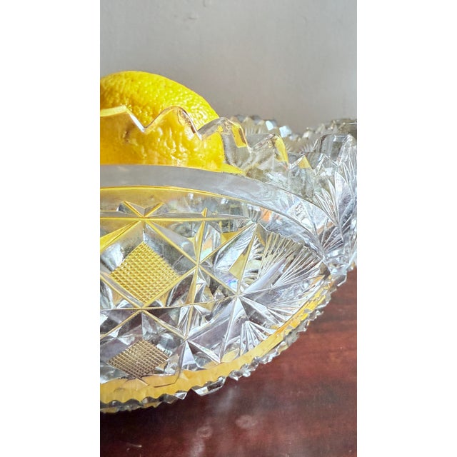 Transparent American Brilliant Period (Abp)Cut Glass Crystal Bowl, Hobstar and Fan Motif, Circa 1876–1917 For Sale - Image 8 of 10