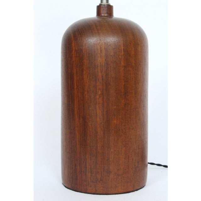 Mid 20th Century Danish Modern Solid Turned Dark Teak Table Lamp For Sale - Image 6 of 12