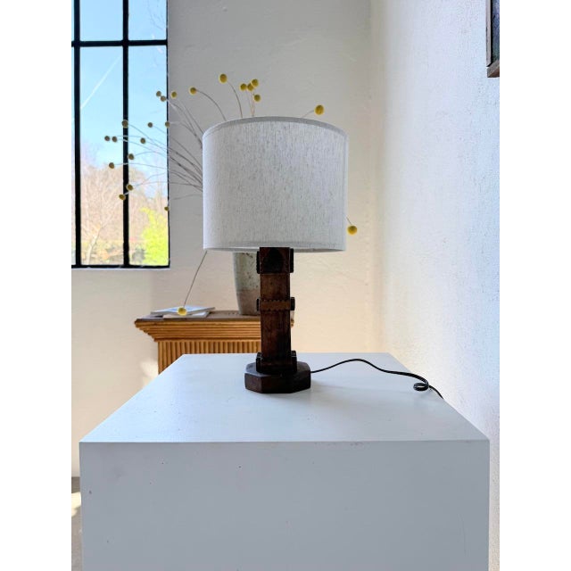 Brutalist Oak Table Lamp, 1950s For Sale - Image 13 of 18