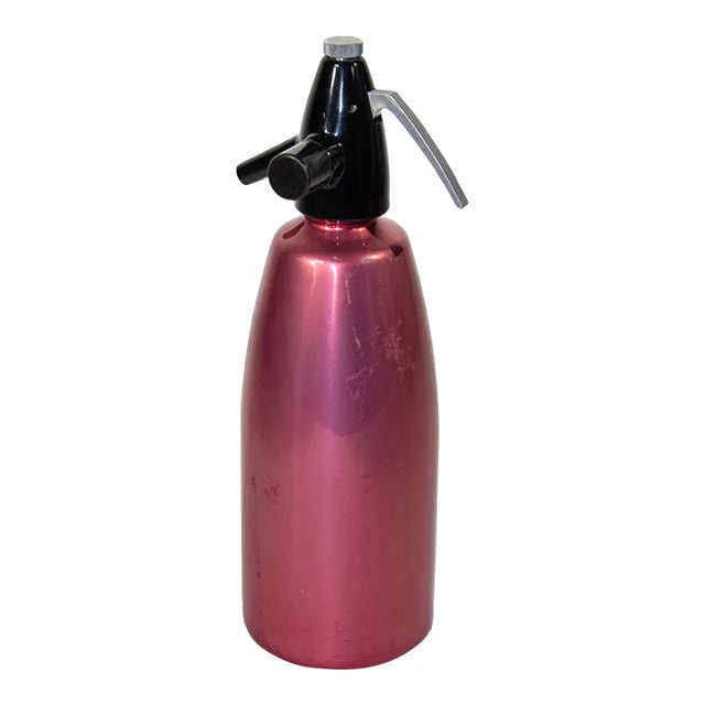 Vintage Metallic Red Soda Syphon England 1960 For Sale