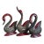 Three Large Asian Wood Carved Duck Statues With Mirror Inlay For Sale