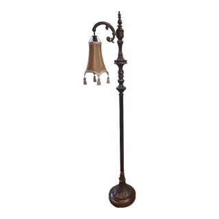 Late 20th Century Victorian-Style Floor Lamp With Shade/Tassels For Sale