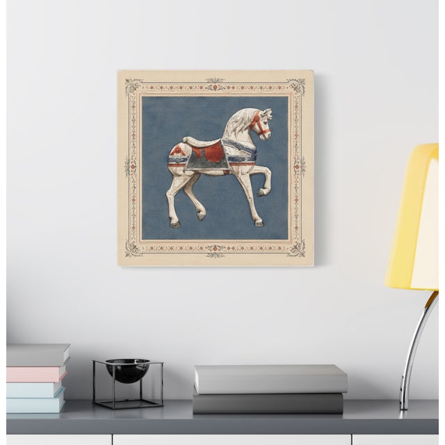 Atelier Aria Lumae Antique Americana Carousel Horse Fine Art Gallery Board Print With Integrated Decorative Border Design 24 X 24 For Sale - Image 4 of 10