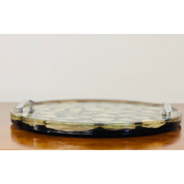 Mid-Century Modern Vintage Mid-Century 1950s Lucite Tray With Inlaid Abalone Shells For Sale - Image 3 of 5