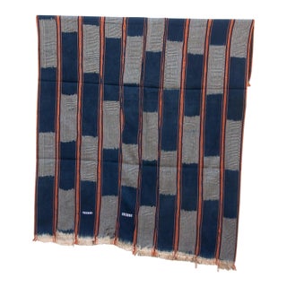 Vintage Baoule African "Bandama Current" Ikat Throw For Sale