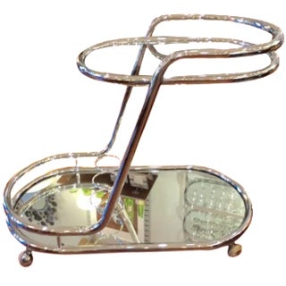 1970s Tubular Chrome Bar Cart For Sale