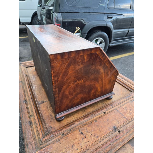 Fine Maitland Smith English Georgian Inlaid Table Top Writing Desk sold as found in g00d condition.